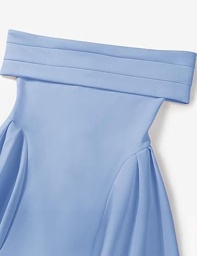 ZESICA Cocktail Dresses for Women's Elegant Off Shoulder Short Sleeve Swing A Line Wedding Evening Party Midi Dress thumbnail 9