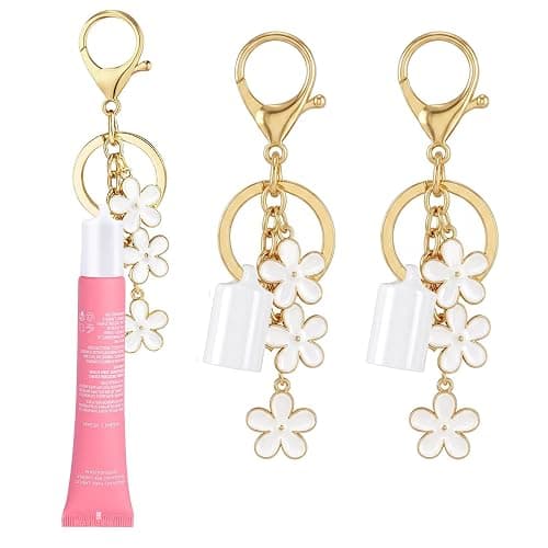 LUHOHI Lip Balm Cap Keychain for Summer Fridays Lip 0.5oz Gloss With Flower Charms Portable Accessorie (No Lip Balm) - Image 1