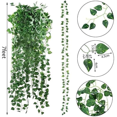CEWOR 24 Pack 168ft Artificial Ivy Greenery Garland, Fake Vines Hanging Plants Backdrop for Room Bedroom Wall Decor, Green Leaves for Jungle Theme Party Wedding Decoration - A-24pcs of Vines thumbnail 3