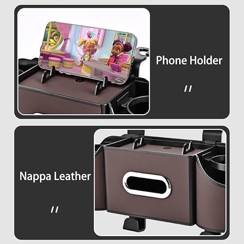 Joezhe Back Seat Car Organizer,4 in 1 Multifunctional Car Back Seat Storage Box with Drink Cup Holder Tissue Box, for Hold Phone,Snacks, Drinks, Handbag-Black thumbnail 4