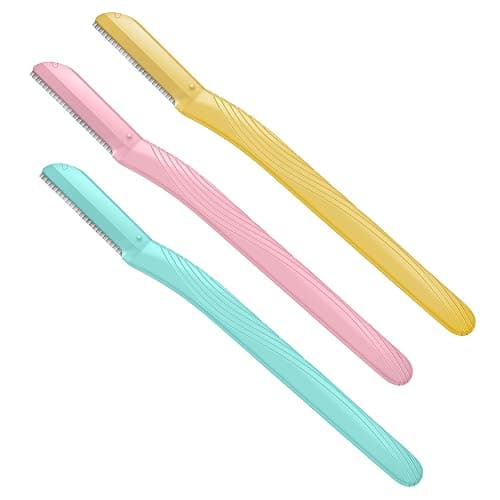 Amazon Basics Women's Dermaplaning Tool, Peach Fuzz Remover, Facial Hair Removal, Exfoliating Face Razor with Microguard Blade for Safe Eyebrow Shaping, Includes Blade Cover, Multicolor, 3 Count thumbnail 2