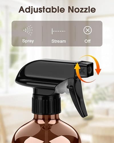 Bontip Glass Spray Bottle with Silicone Sleeve Protection, Amber Glass Spray Bottle Set for Window Cleaner Aromatherapy Facial Hydration Watering Flowers Hair Care 2 Pack/16 oz (Black & Blue, 16 oz) thumbnail 4