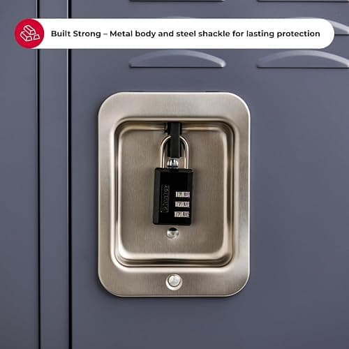 Master Lock Black Combination Padlock, Indoor Gym Locker Lock with Customizable 3-Digit Code for Luggage, Backpacks, Cabinets, 647D thumbnail 4