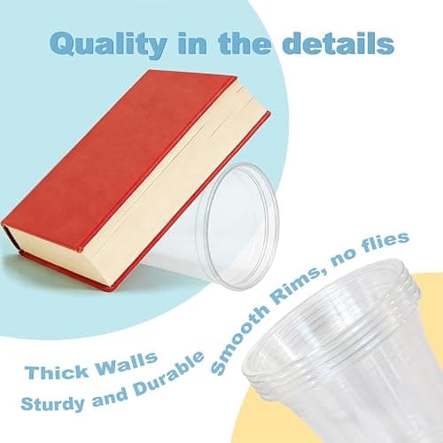 Coolcap 16 oz 100 Pack Disposable Clear Plastic Cups with Lids and Straws, Food Safe Bulk Iced Coffee Cups for Smoothies, Milkshakes and Other Cold Drinks thumbnail 6