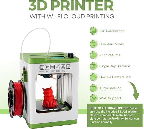 Fully Assembled Mini 3D Printer for Kids and Beginners - Complete Starter Kit with Auto Leveling 3D Printing Machine, 10M PLA Filament, and SD Card - WiFi 3D Home Printer for MAC, Windows, and Linux thumbnail 2