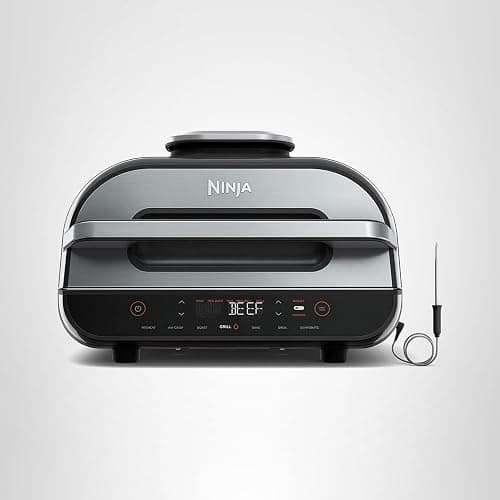 Ninja | Indoor Grill and Air Fryer| Foodi Smart XL | 6-in-1 Grill, Air Fry, Roast, Bake, Broil, Dehydrate & Crisp |Smart Thermometer & Splatter Shield | Dishwasher Safe Parts | Black/Silver | FG551 thumbnail 11