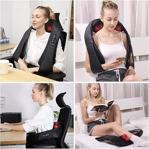 Neck Massager with Heat, Shiatsu Back Neck and Shoulder Massager, Electric Deep Tissue 4D Kneading Massage, Use at Home, Office, Car- Best Gifts for Women Men Mom Dad thumbnail 5