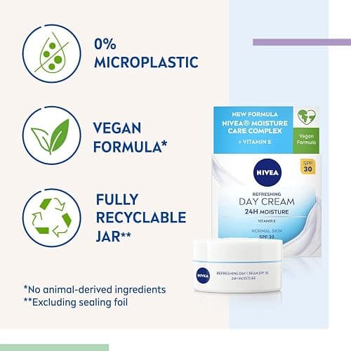 NIVEA Refreshing Day Cream (50ml), Day Cream for Women Provides 24 Hour Moisture, NIVEA Face Cream Enriched with Vitamin E and SPF 30 for Normal Skin thumbnail 3