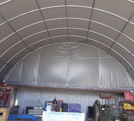 Mytee Products 40'(L) x 40'(W) Shipping Container Canopy Shelter - 21 Oz 610 GSM PVC Dark Gray Cover Storage Container Roof with No End Walls - Durable & Weather-Resistant thumbnail 5