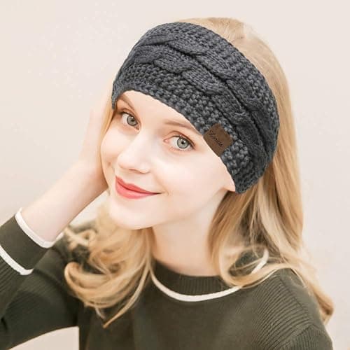 Loritta 4 Pack Womens Winter Headbands Fuzzy Fleece Lined Ear Warmer Cable Knit Thick Warm Crochet Headband Gifts thumbnail 4