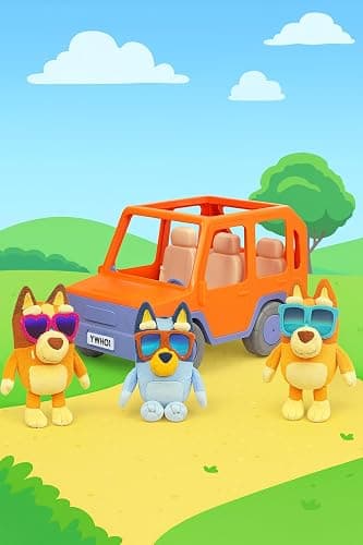 Bluey Big Heeler 4WD and Family Toddler Toy Car, Bingo and Chilli Plush Buddies, Opening Hood Storage, Car Toys for Kids 3+, Amazon Exclusive thumbnail 2