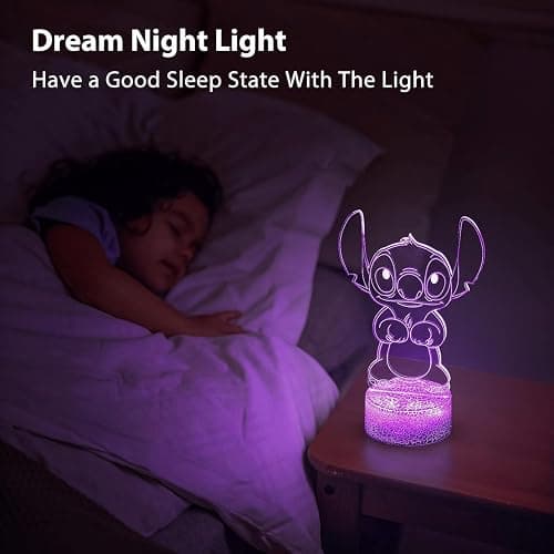 Hoofun Stitch Night Light with Timer & Memory,【2025 New Upgraded】 16 Color Changing LED Lamp,Touch & Remote Control, Stitch Gifts for Girls, Kids, Boys,Cute Bedroom Decor for Birthday Christmas Party thumbnail 2