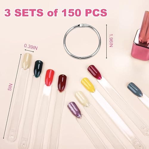 150pcs Nail Swatch Sticks with Ring and Number Stickers, Color Swatches for Nail Polish Display Nail Art Supplies for Nail Techs Must Haves Nail Stuff thumbnail 3