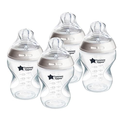 Tommee Tippee Natural Start Anti-Colic 9 oz BPA Free Baby Bottles, 0+ Months, Slow Flow Breast-Like Nipple, Self Sterilizing, Designed for Seamless Transition Between Bottle & Breast, Clear, Pack of 4 - Image 1