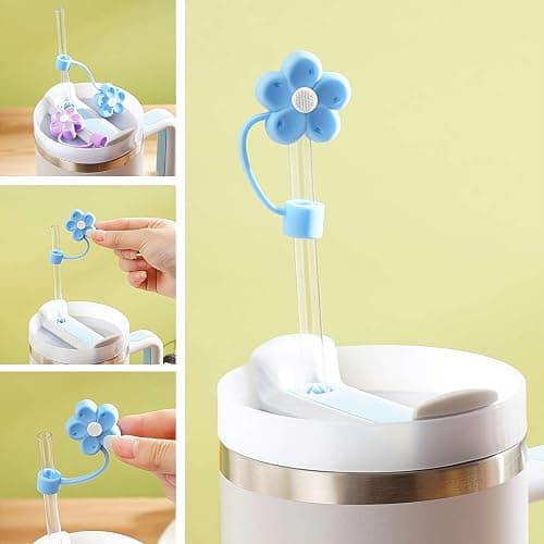 EIRZNGXQ Straw Cover for Stanley Cup, Cute Straw Topper for Stanley Cup Accessories,10mm/0.4in Silicone Flower Straw Covers Caps Toppers, Dust-Proof Reusable Straw Cover Cap thumbnail 3