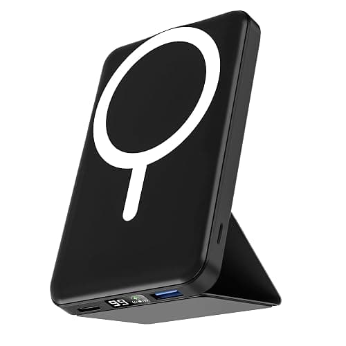 podoru for Magsafe Battery Pack, Foldable 10000mAh Magnetic Power Bank with USB-C Cable LED Display 22.5W PD Fast Charging Wireless Portable Charger for iPhone 17/16/15/14/13/12 Series-Black - Image 1