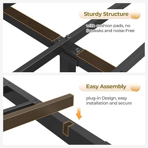 VIAGDO Queen Bed Frame with Bookcase Headboard, Wooden Bed Frame Queen Size with Charging Station, 4 Storage Drawers and LED Lights, with Type-C and USB, No Box Spring Needed, Black thumbnail 9
