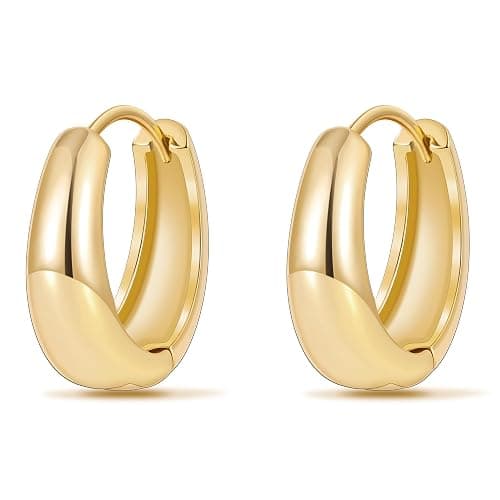 micuco Gold Hoop Earrings for Women, Gold Chunky Hollow Thick Hoops Earrings for Women - Image 1