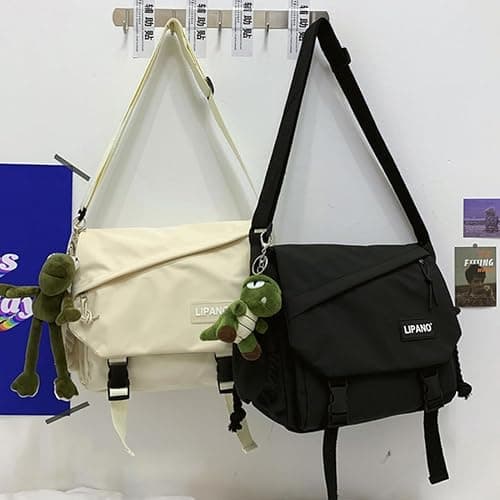 Inshere Aesthetic Crossbody Bag with Cute Pins and Ornament, Nylon Shoulder Messenger Bag Japanese Kawaii Bag for Women Men thumbnail 6