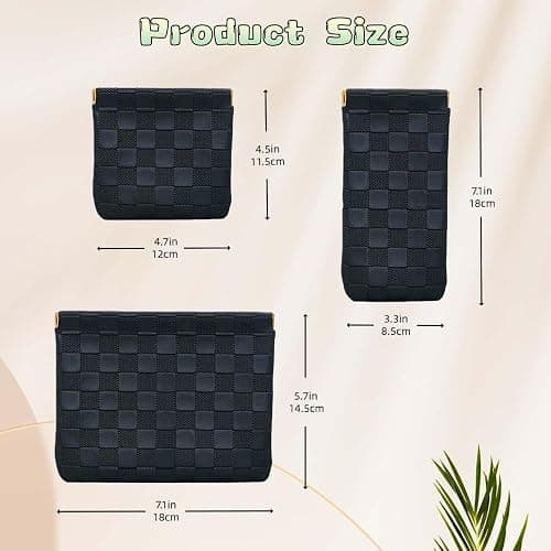 FeciFeco Small Makeup Bag for Purse, Pencil Case, Mini Cosmetic Bags for Women, Coin Purse Organizer, Lipstick Cosmetic Accessories Organizer, Small Travel Kit Storage Pouch (Multi-size-Black) thumbnail 2