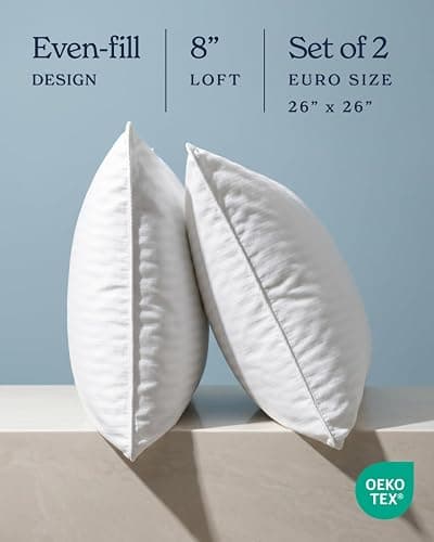 Beckham Hotel Collection Euro Size Throw Pillows (Set of 2), 26 x 26 | Down Alternative Pillow Insert for Bed, Couch, and Sofa thumbnail 6
