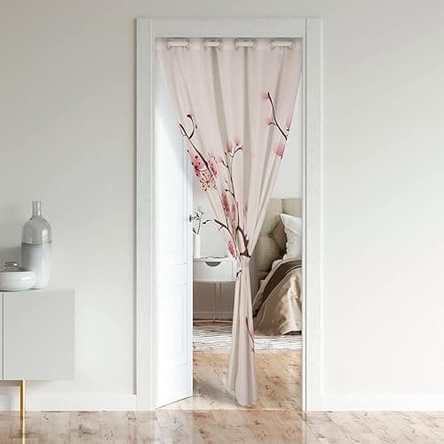 Cherry Blossoms Door Curtain For Doorway Privacy, Girl Pink Floral Door Drape, Japanese Spring Closet Curtain, Pale Pink Blossom Petal Branch Floral Curtain For Women Men,Girly Romantic,34"W X 80"L thumbnail 4