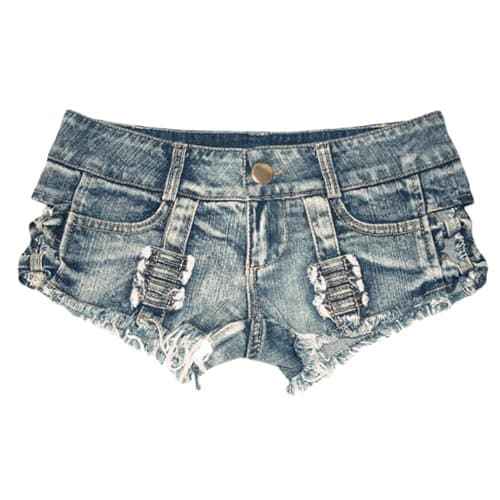 RSBFK Women's Stretchy Frayed Hem Denim Shorts Low Rise Booty Shorts for Beach Party Wear - Image 1