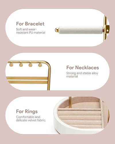 ChuStory Jewelry Organizer, Jewelry Holder Gold with Metal Frame and Velvet Ring Tray Protect headdress from scratches, Women Jewelry Stand Organizer thumbnail 5