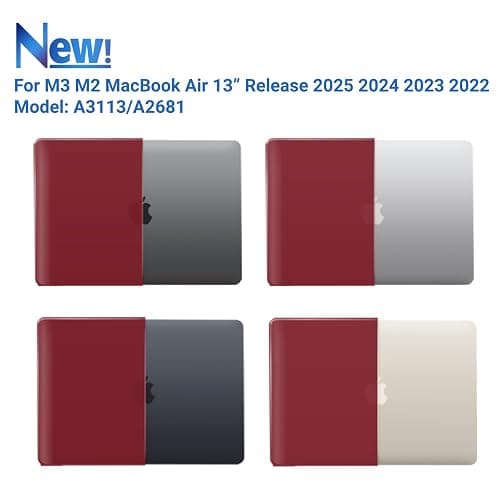 IBENZER Compatible with 2025 2024 2023 2022 MacBook Air 13 inch Case M4 A3240 M3 A3113 M2 A2681, Hardshell Case & KeyboardCover & ScreenFilm for Mac Air 13.6, Wine Red, KK-WR+2 thumbnail 4