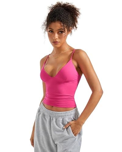 SUUKSESS Women Sexy Deep V Neck Sleeveless Fitted Basic Tops Y2K Tank Top Cami thumbnail 5