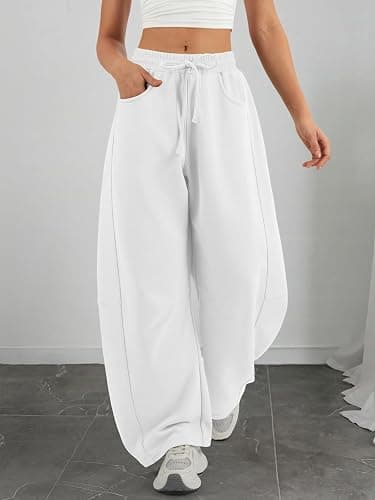 ATHMILE Barrel Sweatpants Women Fall Fashion Wide Leg Pants 2025 Baggy Lounge Comfy Flowy Sweat Pants with Pockets thumbnail 3