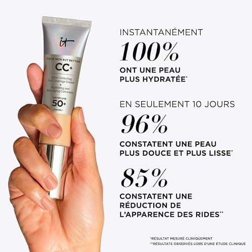 IT Cosmetics CC+ Crème, Fond de Teint Haute Couvrance SPF 50, Correcteur de Teint & Sérum Anti-Âge, Formulé avec Niacinamide & Acide Hyaluronique, Fini Naturel, Pour Tous Types de Peau thumbnail 5