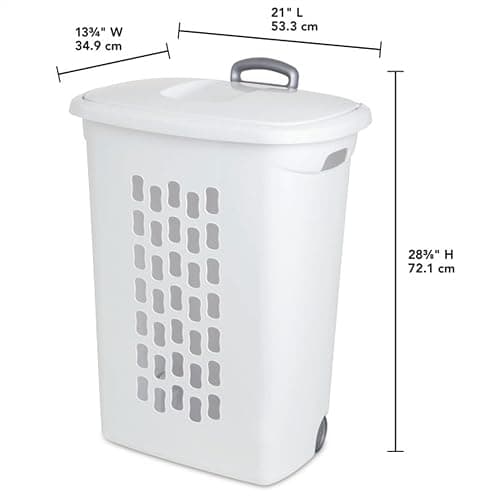 Sterilite 3-Pack Ultra Wheeled Hamper, Laundry Basket w/ Flip-Top Lid & Retractable Handle - Plastic Rolling Clothes Storage Cart with Ventilated Holes for Home, Apartment or Dorm thumbnail 3