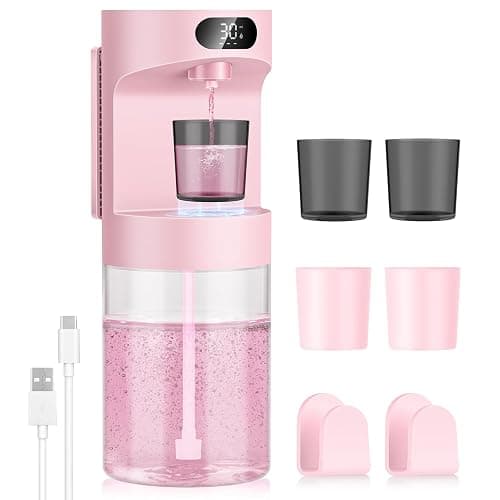 YenLove Automatic Mouthwash Dispenser for Bathroom,20.29 oz Touchless Electric Mouth Wash Dispensers Bathroom Accessories Set with 4 Magnetic Cups,4 Modes Wall Mounted Mouth Wash Dispenser for Home - Image 1