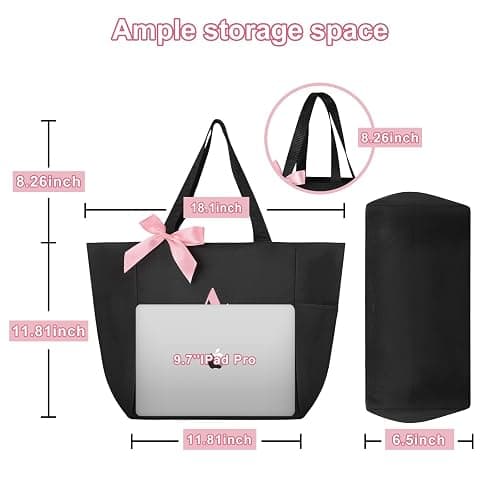 Vavabox A-Z Initial Personalized Tote Bag, Waterproof Gifts for Women, Bridesmaids, Mom, Teachers, Friends (01-Black, S) thumbnail 4