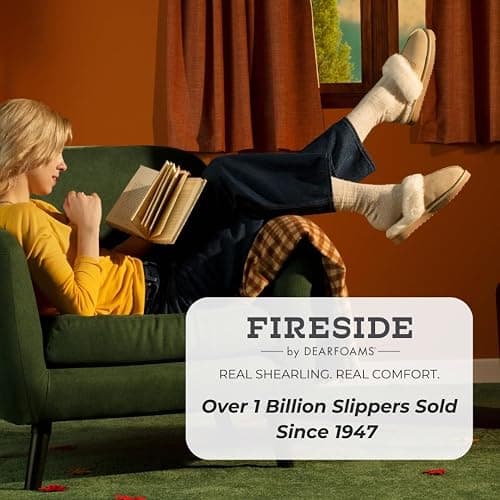 Fireside By Dearfoams Women's Sydney Slippers, Genuine Shearling Suede Scuffs, Memory Foam Slip-in House Shoes thumbnail 2