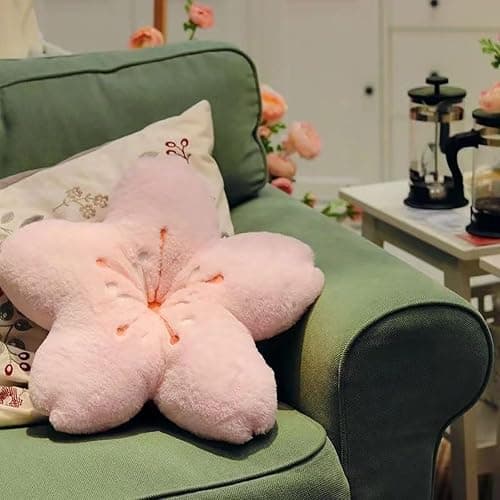 GEXUANCHEN Cherry Blossom Plush Throw Pillow Living Room Sofa Pillow Flower Chair Cushion Throw Pillow (15.74 * 15.74, pink) thumbnail 2