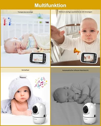 HelloBaby Baby Monitor,Upgrade Baby Monitor with Camera and Night Vision,No Wifi,355°/120° Remote Pan Tilt Camera 2x Zoom, ECO Mode,2-way talk,Up to 1000ft,Temperature thumbnail 9