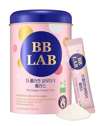 BB LAB Collagen Powder S Plus Halal, Low Molecular Korean Collagen Powder Stick Supplement, Marine, Fish Collagen Peptides, Vitamin C, Glycine, Fast Absorption, Grapefruit Flavor - Image 1