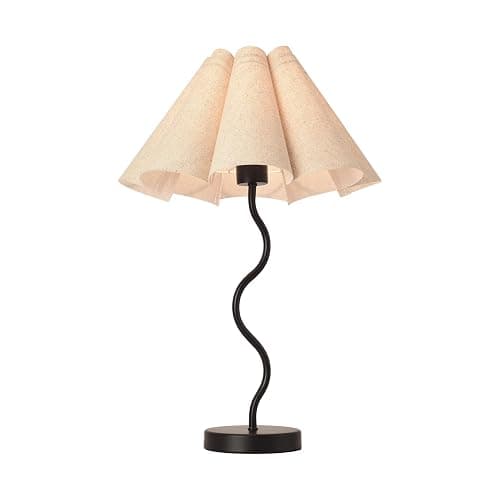 KUNJOULAM Small Table Lamp, Bedside Nightstand Lamp with Umbrella Form Fabric Lampshade Black Base, Morden Mini Desk Lamp for Bedroom Home Office Decor thumbnail 8