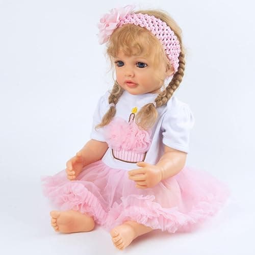 Pink Crown Reborn Baby Dolls Clothes for 20-23 Inch Pure Handmade 2 Pieces Reborn Doll Baby Girl Clothing Set thumbnail 7