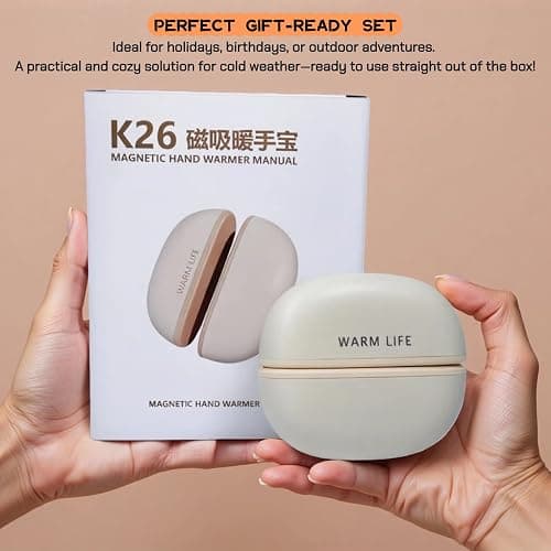 Hand Warmers Rechargeable 2 Pack,Electric Hand Warmer with 3-Level Heating & 10s Fast Heat, Magnetic Portable Pocket Heater for Outdoor Camping, Hunting, Skiing, Gifts for Men Women thumbnail 8