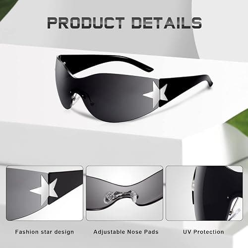 Eiuizah Y2k Sunglasses for Women Men Shield Wrap Around Fashion Sunglasses Trendy Oversized Frameless Sun Glasses thumbnail 5