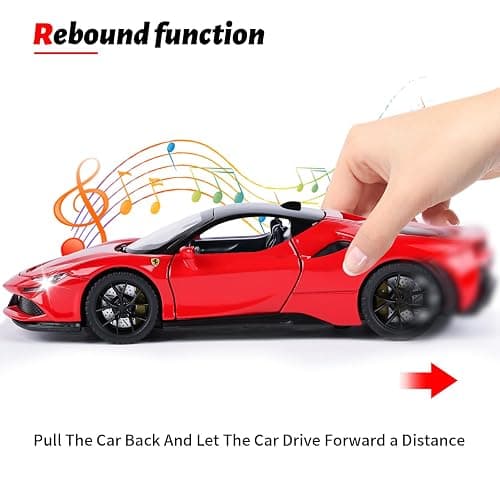 Toy Cars Model for Kids 1:32 Diecast Metal Toy Cars, Pull Back Car with Light and Music SF90 Toy Car Collectible Model Cars for Boys Age 3 + Year Old thumbnail 4