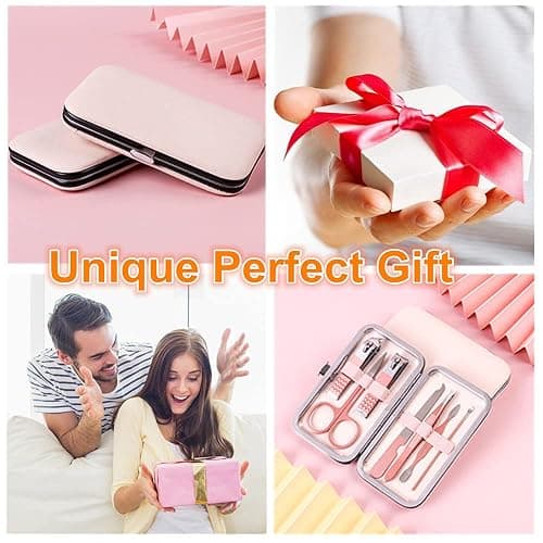 QURIPE 7pcs Manicure Set, Nail Clippers Kit, Stainless Steel Manicure Kit, Nail Clipping Tools Portable Travel Grooming Kit, The Best Gift with Luxurious Case(Rose Gold) thumbnail 6