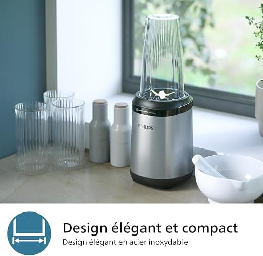 Philips Blender 5000 Series - Puissance 800W, Technologie ProBlend Plus, Lames détachables, Nettoyage facile, Design compact et élégant, Grand récipient, Noir (HR2764/00) thumbnail 6