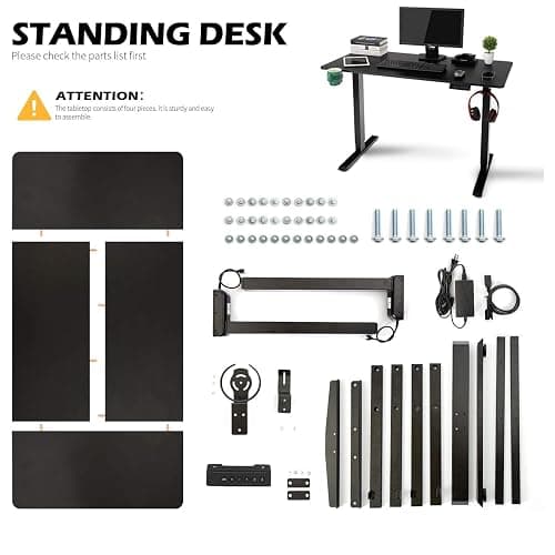 OUTFINE Heavy Duty Dual Motor Height Adjustable Standing Desk Electric Dual Motor Home Office Stand Up Computer Workstation with (Black, 63") Desktop Load up to 220lbs thumbnail 8