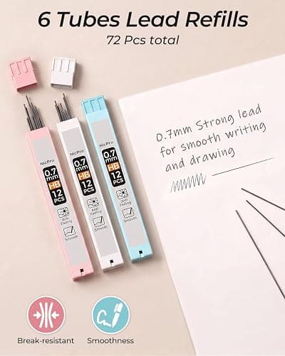 Nicpro 3PCS Cute Mechanical Pencil Set with Case, 0.7 mm Pencils | with 6 Tube HB Lead Refill, 3PCS Eraser, 9PCS Eraser Refill for School Supplies Student Writing, Drafting Drawing Sketching thumbnail 5