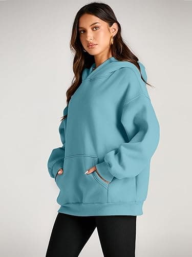 Trendy Queen Womens Oversized Hoodies Fleece Sweatshirts Fall Fashion 2025 Pullover Sweaters Winter Clothes - Baby Blue - Small thumbnail 3