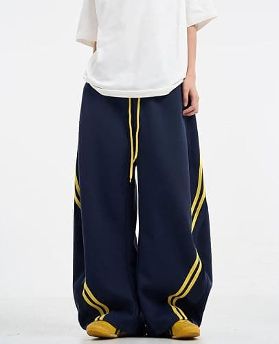 Chmnigma Wide Leg Sweatpants for Women Men Baggy Casual Joggers Barrel Sweat Pants Elastic Waist Drawstring Pants thumbnail 4